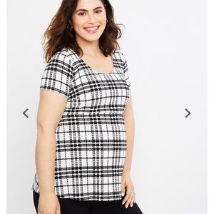 Black/White Motherhood Maternity Peplum Top
